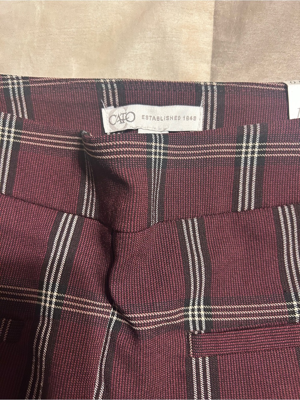 Cato Burgundy Plaid Trousers with Windowpane Check - Picture 4 of 4